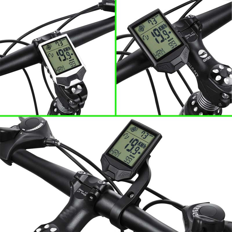 XH-BC335-LCD Wireless Bike Computer Heart Rate Cadence Sensor Multifunctional Waterproof LCD Screen Cycling Computer - Black