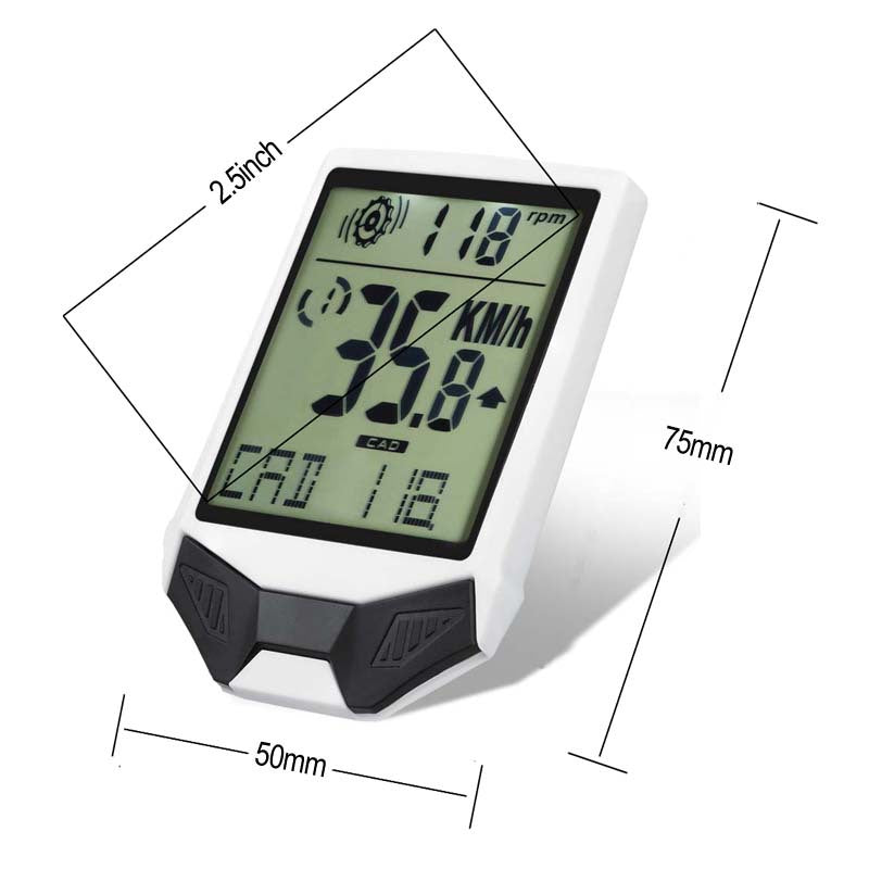 XH-BC335-LCD Wireless Bike Computer Heart Rate Cadence Sensor Multifunctional Waterproof LCD Screen Cycling Computer - White