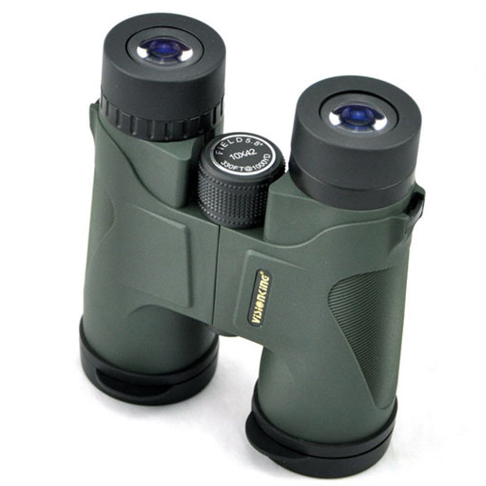 VISIONKING 10X42H Hunting Binoculars Multicoated Lens Waterproof Telescope with Lanyard - Green