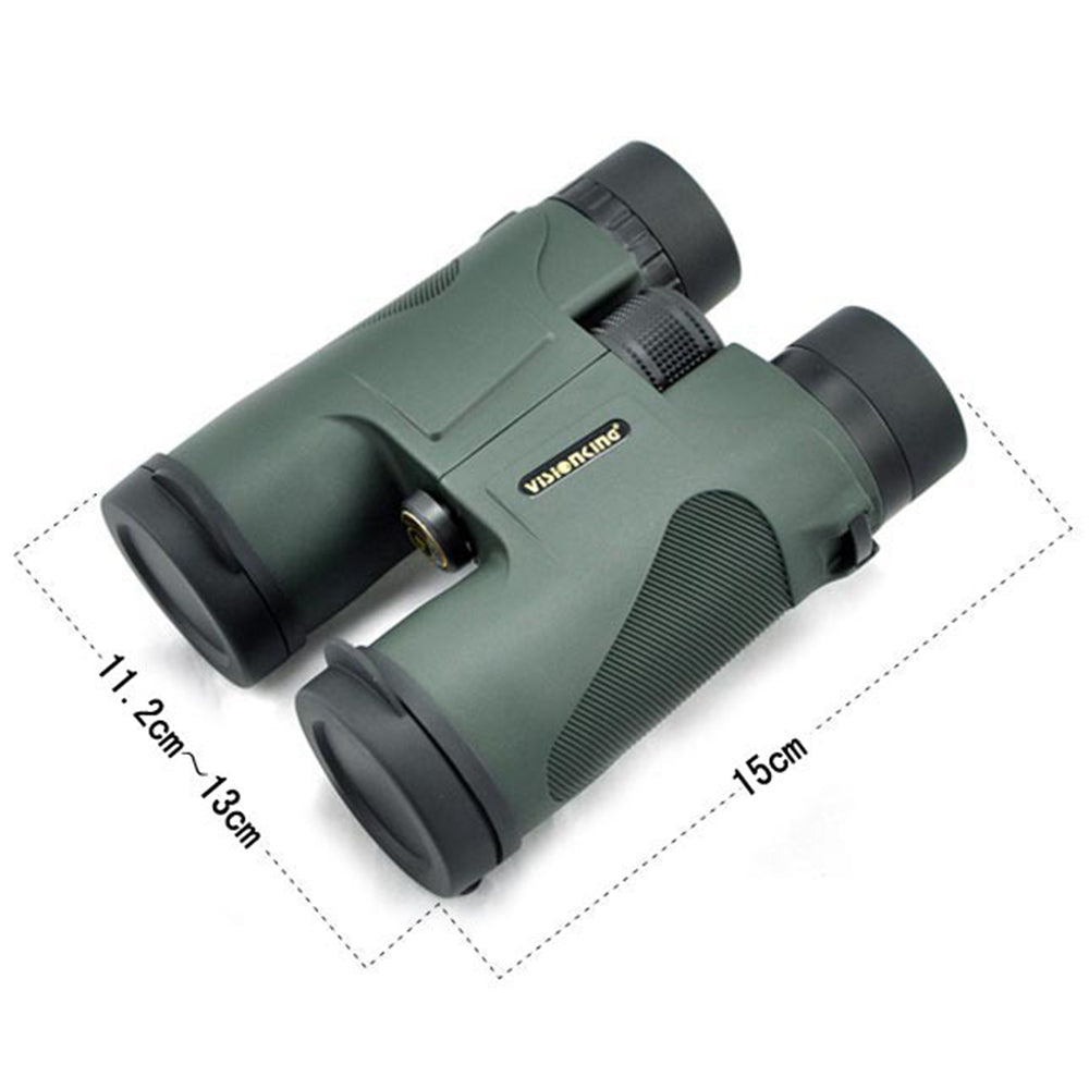 VISIONKING 10X42H Hunting Binoculars Multicoated Lens Waterproof Telescope with Lanyard - Green