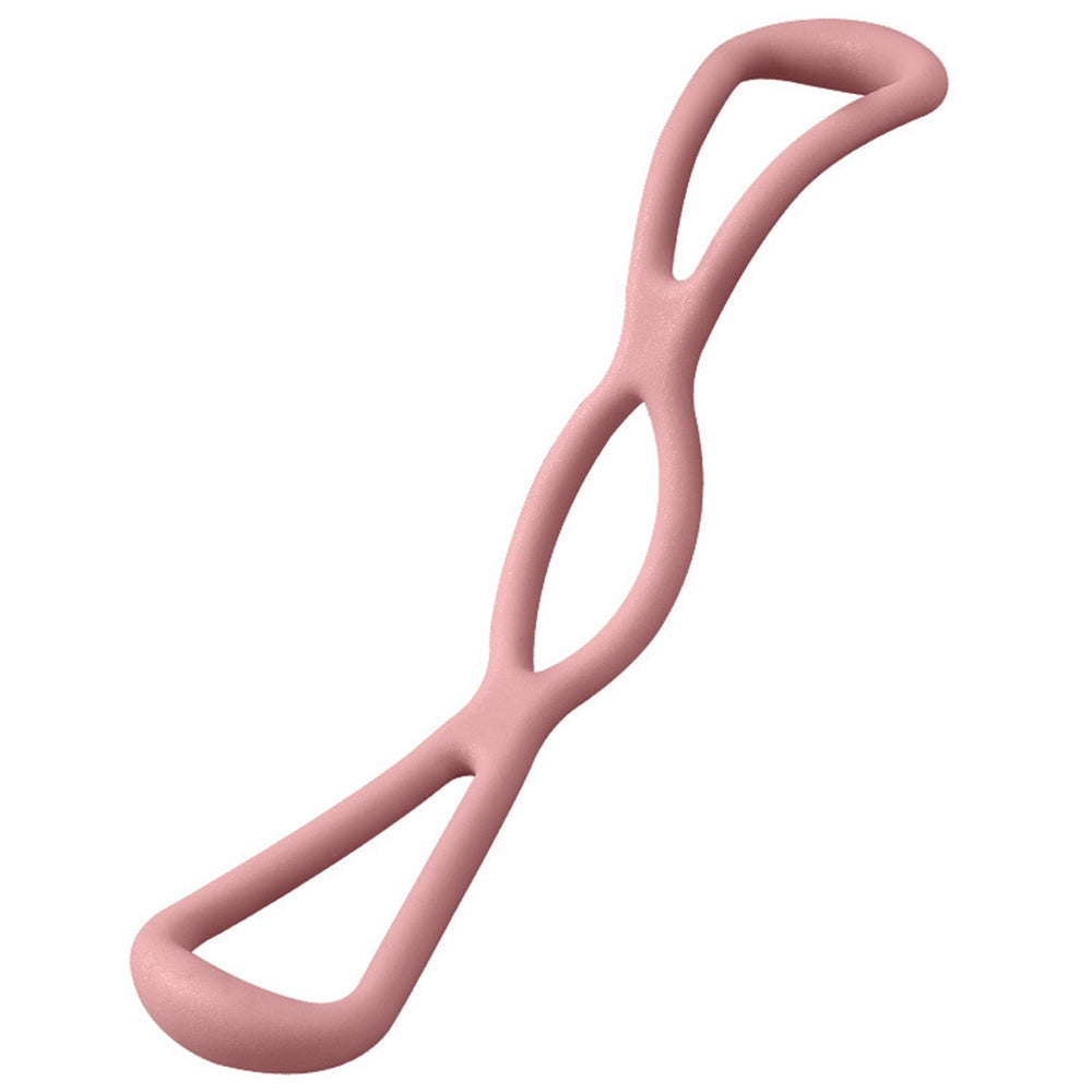 Uniqkart Fitness Resistance Band 8 Shape Tensioner TPR Back Stretch Belt Home Training Device Elastic Rope - Pink