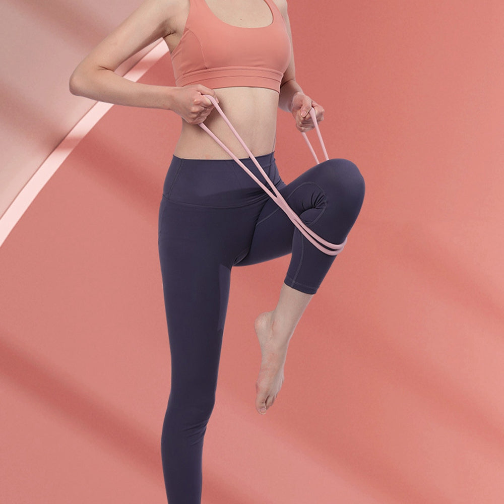 Uniqkart Fitness Resistance Band 8 Shape Tensioner TPR Back Stretch Belt Home Training Device Elastic Rope - Pink