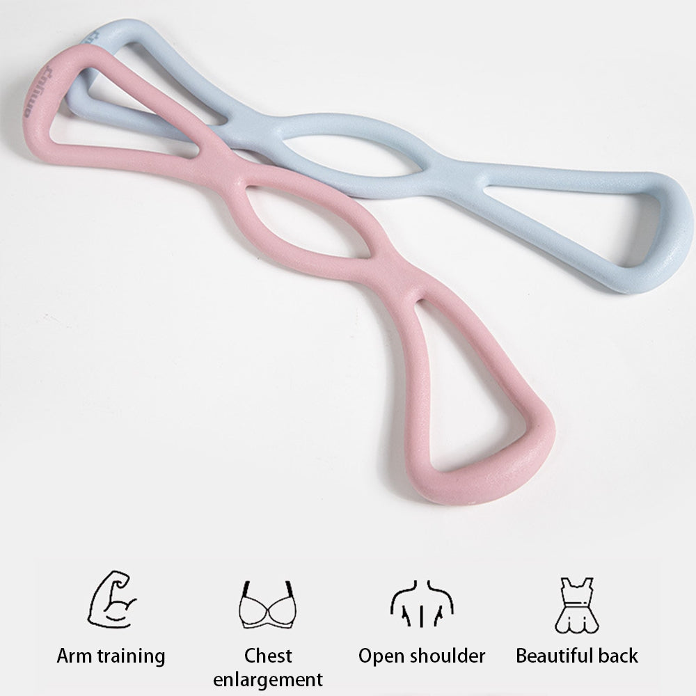 Uniqkart Fitness Resistance Band 8 Shape Tensioner TPR Back Stretch Belt Home Training Device Elastic Rope - Pink