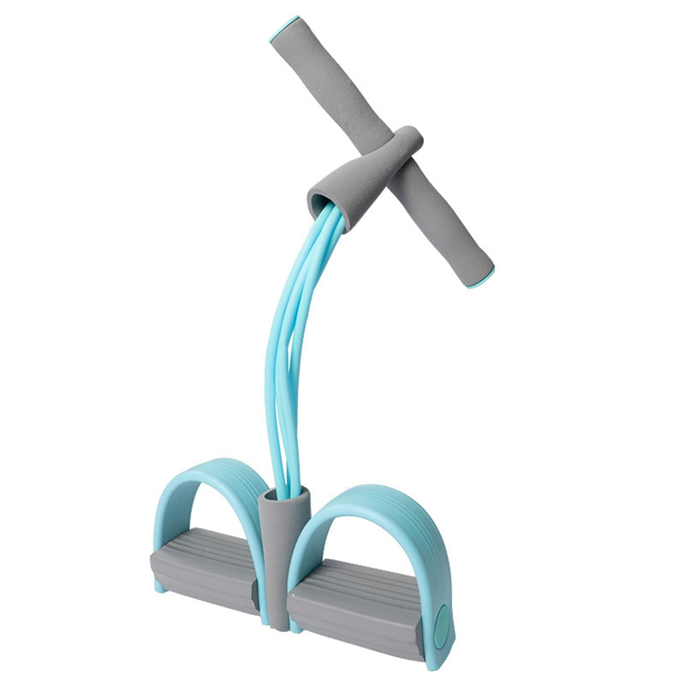 Uniqkart Fitness Pedal Puller 4 Tubes Elastic Rope Resistance Band Sit-up Pull-up Sports Training Equipment - Sky Blue