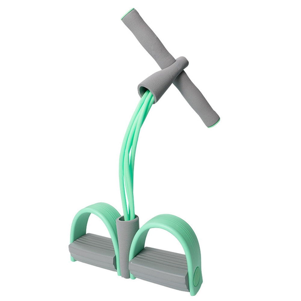 Uniqkart Fitness Pedal Puller 4 Tubes Elastic Rope Resistance Band Sit-up Pull-up Sports Training Equipment - Light Green