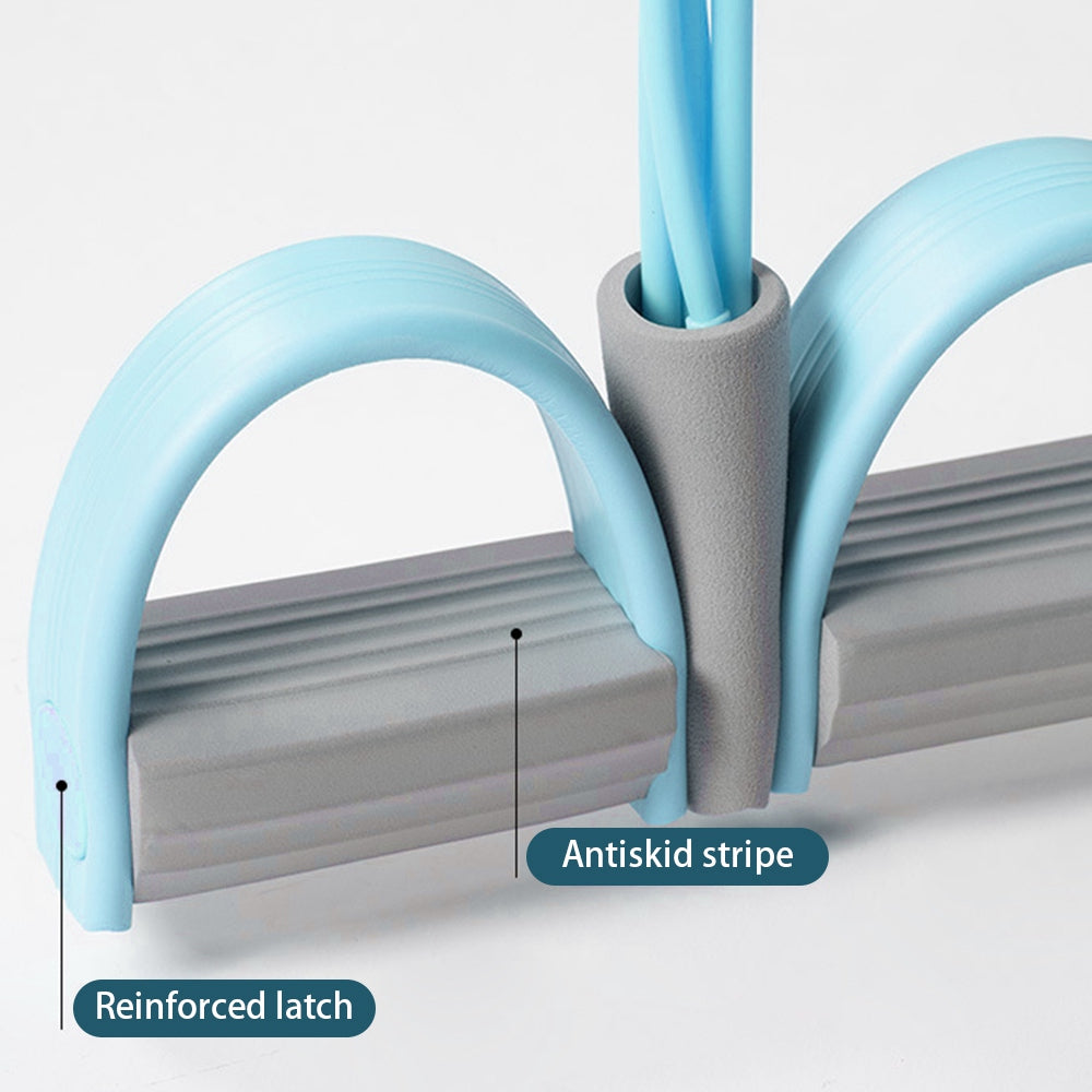 Uniqkart Fitness Pedal Puller 4 Tubes Elastic Rope Resistance Band Sit-up Pull-up Sports Training Equipment - Light Green