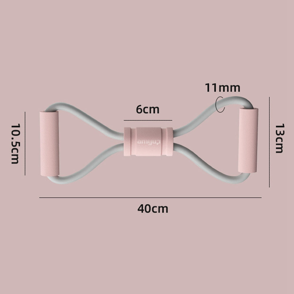 Uniqkart Figure 8 Fitness Resistance Band Yoga Strap Fitness Pulling Rope Workout Elastic Exercise Band - Pink