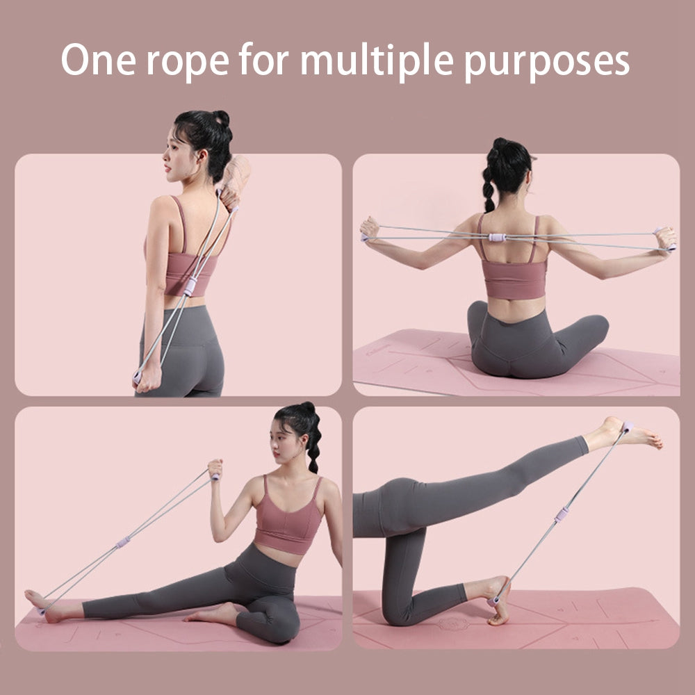 Uniqkart Figure 8 Fitness Resistance Band Yoga Strap Fitness Pulling Rope Workout Elastic Exercise Band - Purple