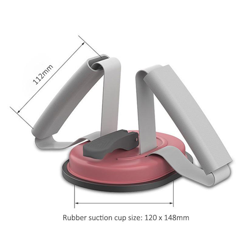 Uniqkart Floor Sit Up Bar Abdominal Muscle Trainer Suction Cup Situps Bar Aid Belly Fitness Weight Loss Body Waist Leg Slimming Equipment - Pink/Grey