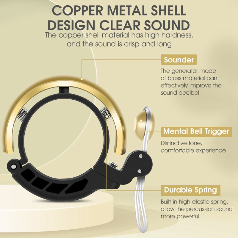 YP0706049 Mini Bicycle Bell Copper Shell Handlebar Horn Ultralight Safety Bell for MTB Cycling - Black