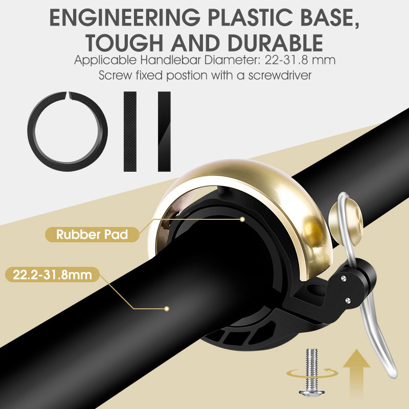 YP0706049 Mini Bicycle Bell Copper Shell Handlebar Horn Ultralight Safety Bell for MTB Cycling - Black