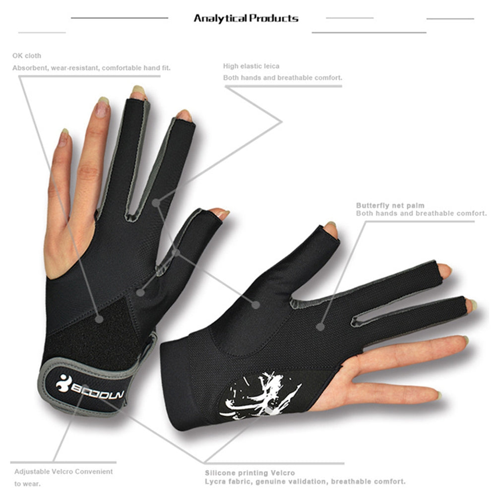 Boodun M200932 1Pc Breathable Billiard Pool Gloves Shooters Snooker Cue Sport Glove - Grey / L