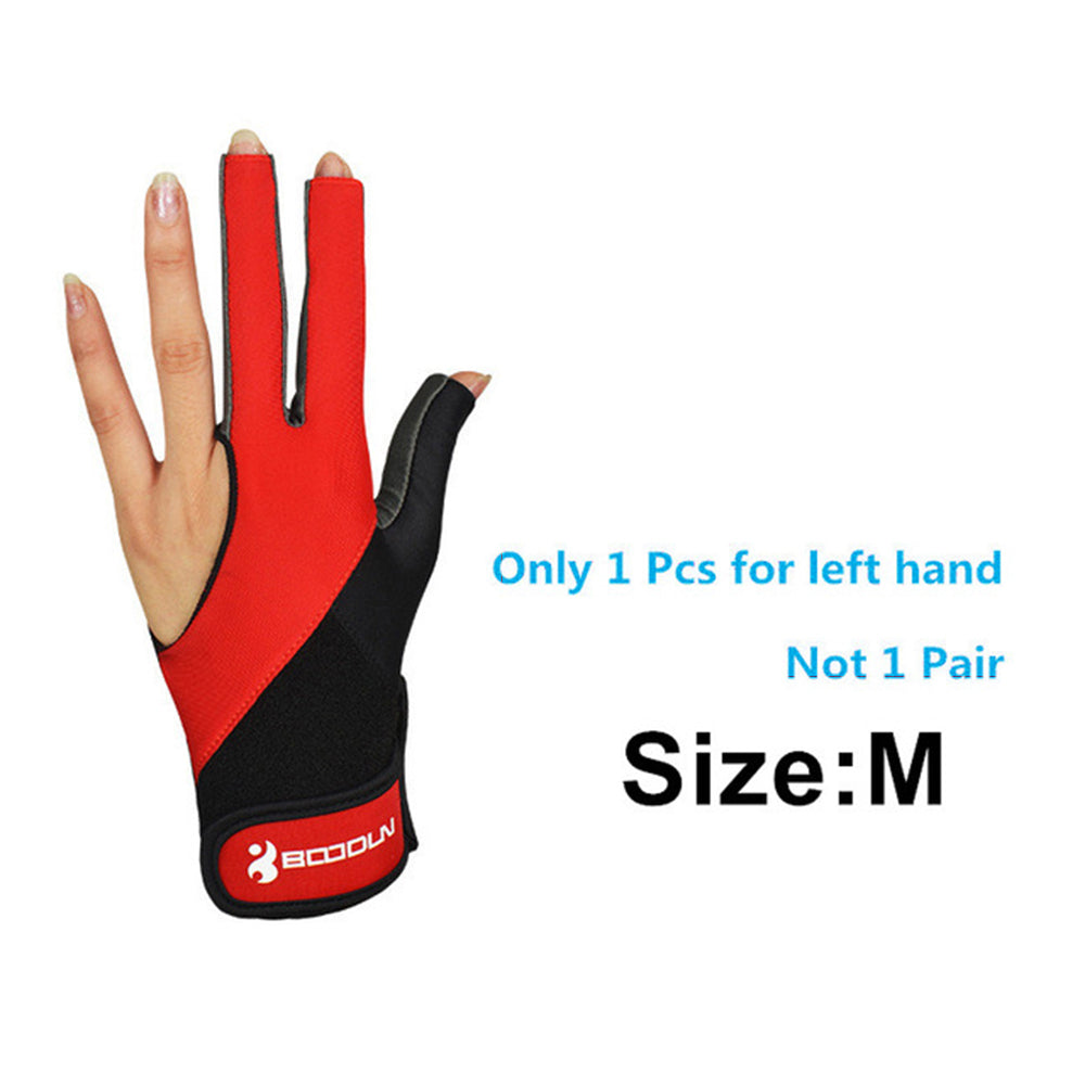 Boodun M200932 1Pc Breathable Billiard Pool Gloves Shooters Snooker Cue Sport Glove - Red / M