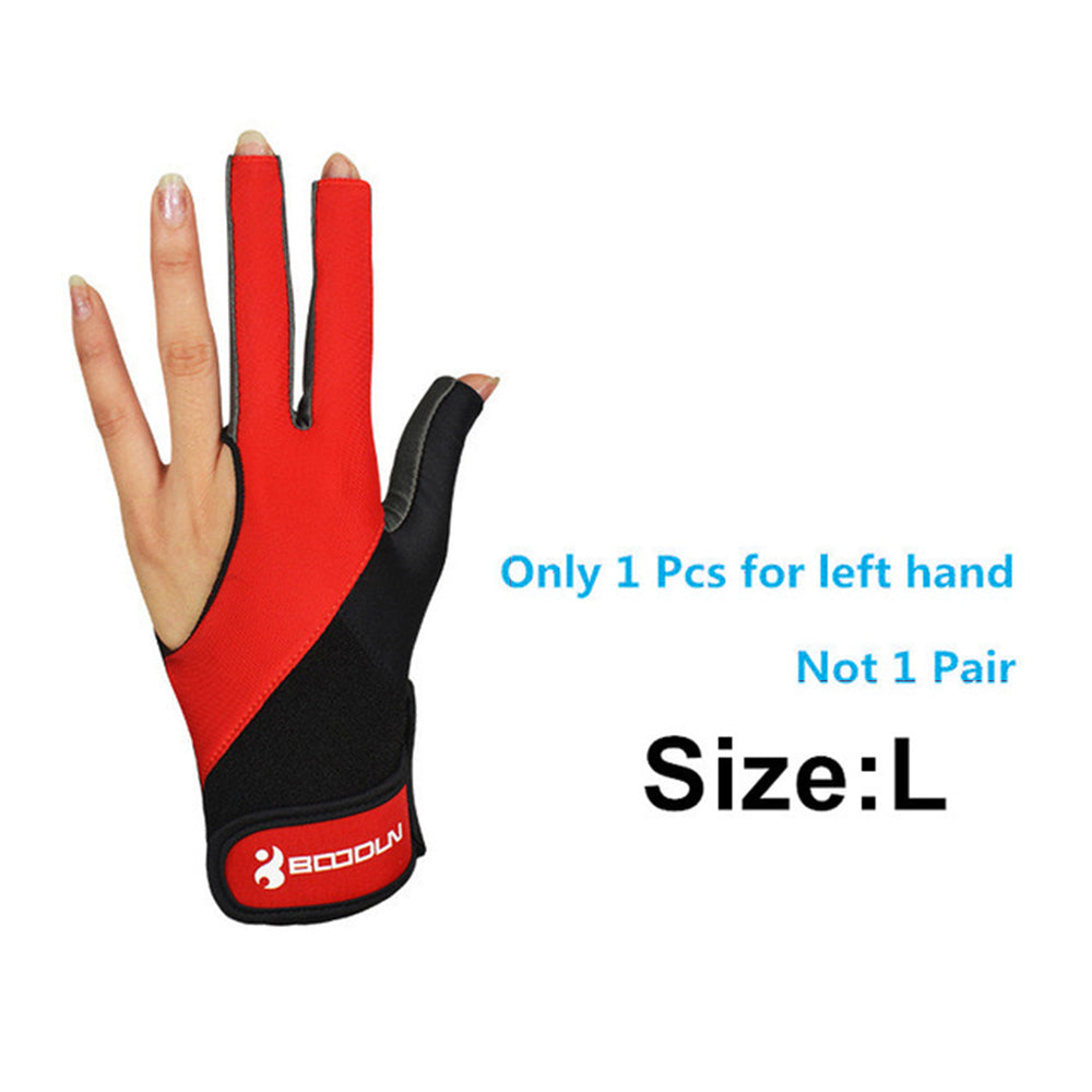 Boodun M200932 1Pc Breathable Billiard Pool Gloves Shooters Snooker Cue Sport Glove - Red / L