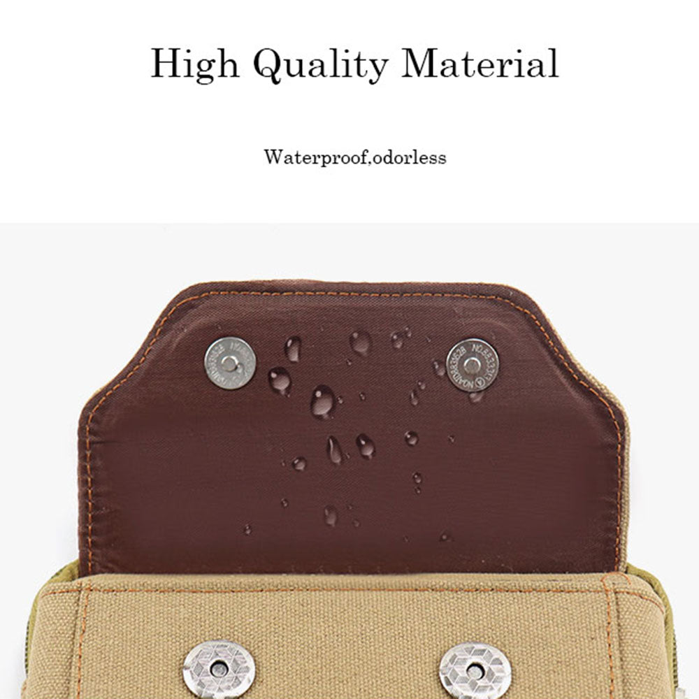 6.5-inch Vertical Three Layer Design Portable Sports Tactical Mobile Phone Pouch Belt Hanging Storage Bag - Khaki