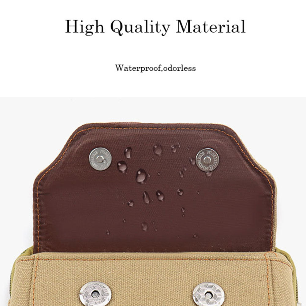 6.5-inch Vertical Multifunction Sports Tactical Mobile Phone Storage Pouch Dual Layer Waist Bag - Khaki