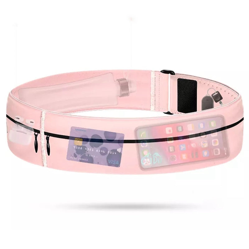 Elastic Sport Pouch Belt Fitness Jogging Running Waist Pack Bag 7.2'' Cell Phone Holder, Size: S - Light Pink