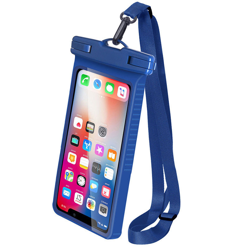 Waterproof Mobile Phone Bag Universal Beach Pool Swimming Cell Phone Pouch with Lanyard for 6.7'' Phones - Navy Blue