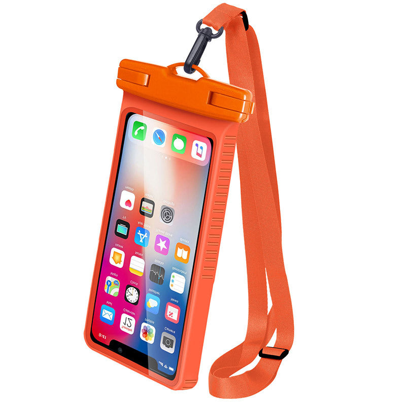 Waterproof Mobile Phone Bag Universal Beach Pool Swimming Cell Phone Pouch with Lanyard for 6.7'' Phones - Orange