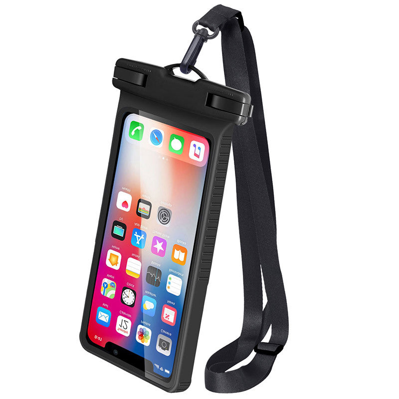 Waterproof Mobile Phone Bag Universal Beach Pool Swimming Cell Phone Pouch with Lanyard for 6.7'' Phones - Black