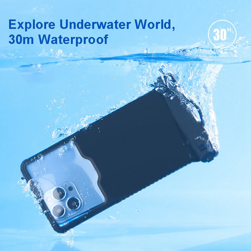 Waterproof Mobile Phone Bag Universal Beach Pool Swimming Cell Phone Pouch with Lanyard for 6.7'' Phones - Black
