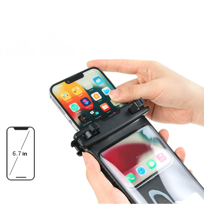 Waterproof Mobile Phone Bag Universal Beach Pool Swimming Cell Phone Pouch with Lanyard for 6.7'' Phones - Black