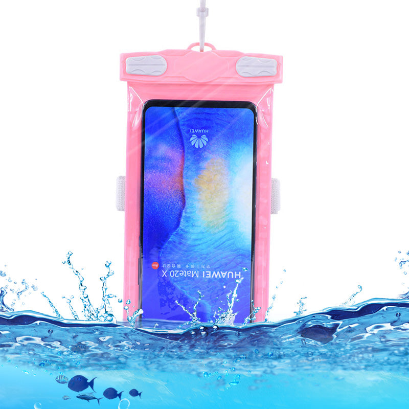 Waterproof Bag for Under 7.2-inches Cell Phone Universal Beach Pool Swimming Phone Pouch with Strap - Pink