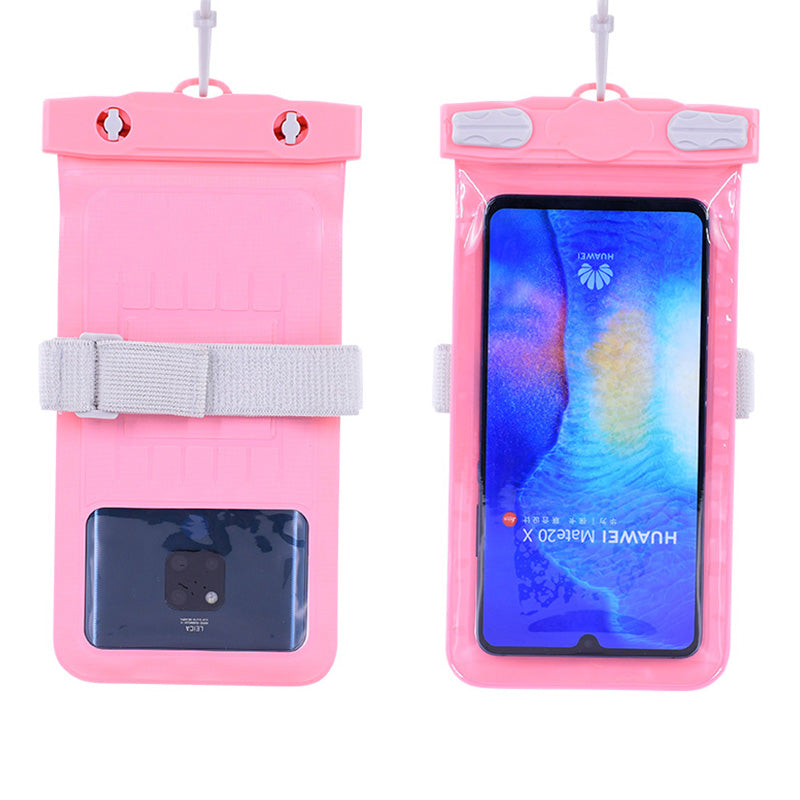 Waterproof Bag for Under 7.2-inches Cell Phone Universal Beach Pool Swimming Phone Pouch with Strap - Pink