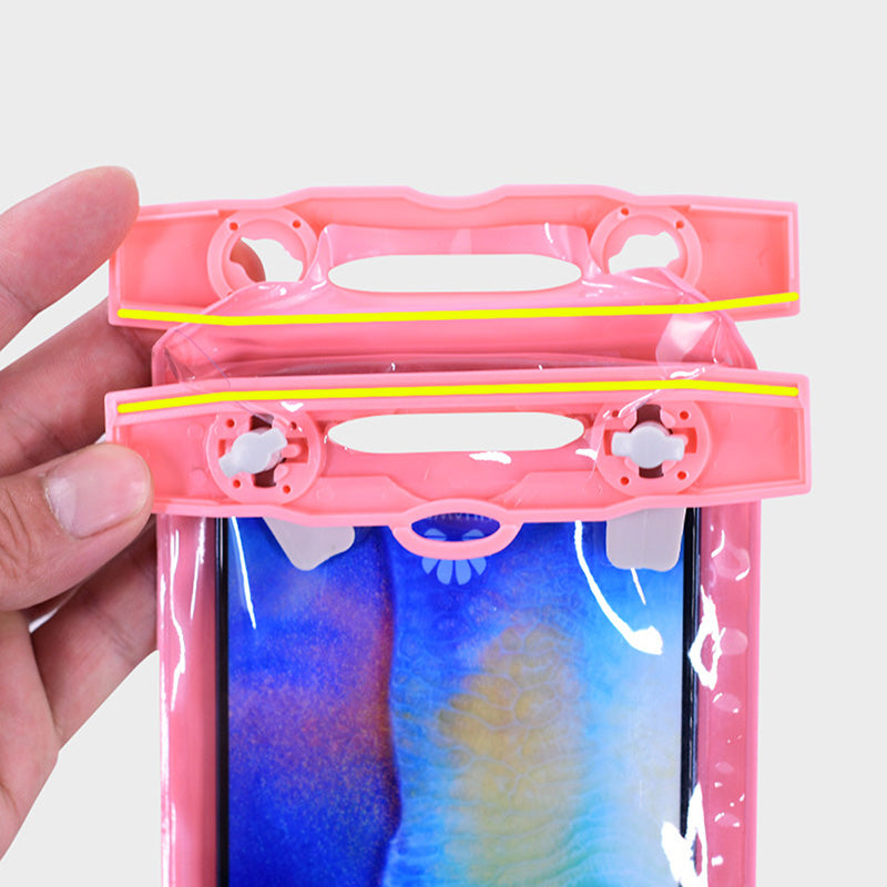 Waterproof Bag for Under 7.2-inches Cell Phone Universal Beach Pool Swimming Phone Pouch with Strap - Pink