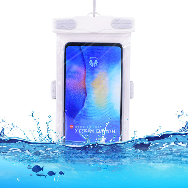 Waterproof Bag for Under 7.2-inches Cell Phone Universal Beach Pool Swimming Phone Pouch with Strap - White