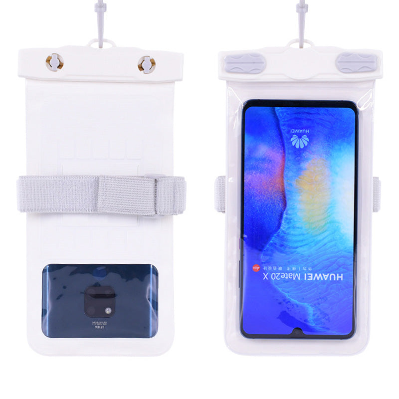 Waterproof Bag for Under 7.2-inches Cell Phone Universal Beach Pool Swimming Phone Pouch with Strap - White