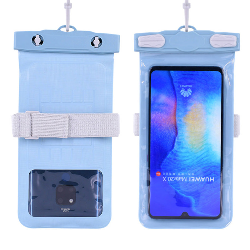 Waterproof Bag for Under 7.2-inches Cell Phone Universal Beach Pool Swimming Phone Pouch with Strap - Baby Blue