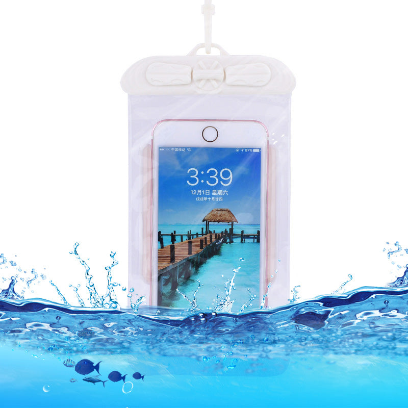 T-35C Universal Waterproof Bag for 5.2-6.4 inches Cell Phone Beach Pool Dry Bag Pouch with Lanyard for Swimming - White