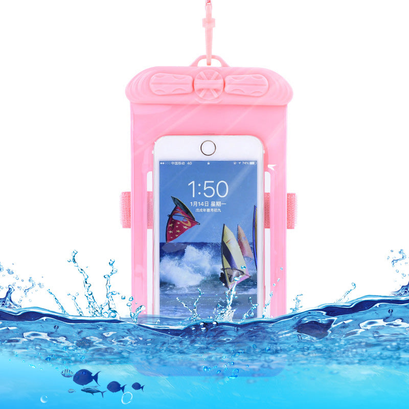 T-35N 5.2-6.44 Inches Cell Phone Bag Waterproof Universal Beach Pool Swimming Phone Pouch with Strap, Size L - Pink