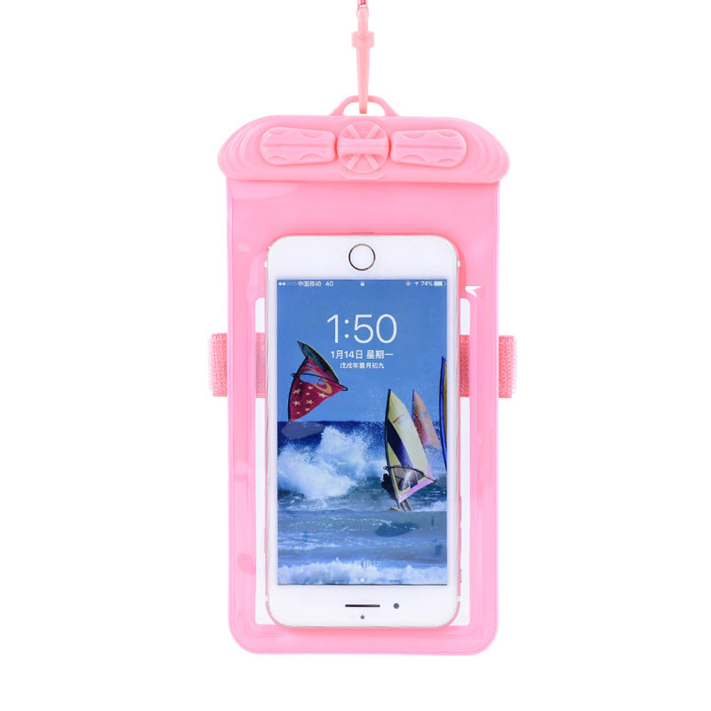 T-35N 5.2-6.44 Inches Cell Phone Bag Waterproof Universal Beach Pool Swimming Phone Pouch with Strap, Size L - Pink