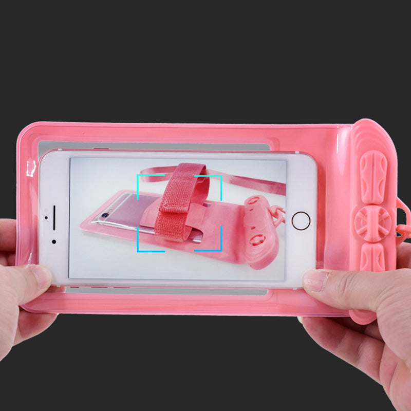 T-35N 5.2-6.44 Inches Cell Phone Bag Waterproof Universal Beach Pool Swimming Phone Pouch with Strap, Size L - Pink