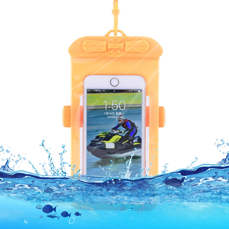 T-35N 5.2-6.44 Inches Cell Phone Bag Waterproof Universal Beach Pool Swimming Phone Pouch with Strap, Size L - Yellow