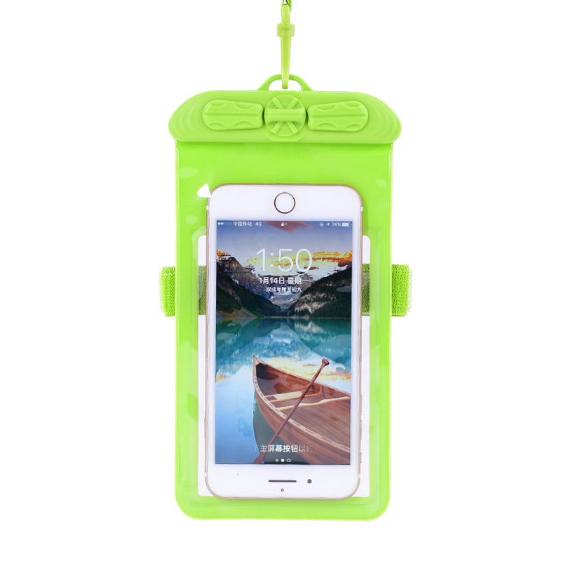 T-35N 5.2-6.44 Inches Cell Phone Bag Waterproof Universal Beach Pool Swimming Phone Pouch with Strap, Size L - Green