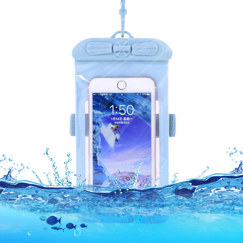 T-35N 5.2-6.44 Inches Cell Phone Bag Waterproof Universal Beach Pool Swimming Phone Pouch with Strap, Size L - Baby Blue
