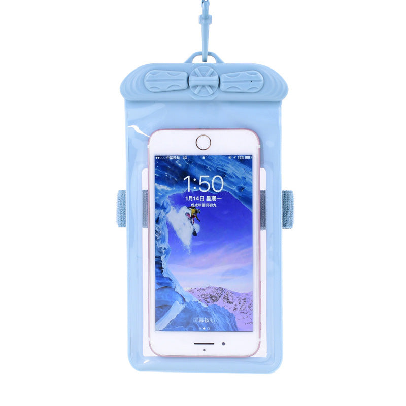 T-35N 5.2-6.44 Inches Cell Phone Bag Waterproof Universal Beach Pool Swimming Phone Pouch with Strap, Size L - Baby Blue