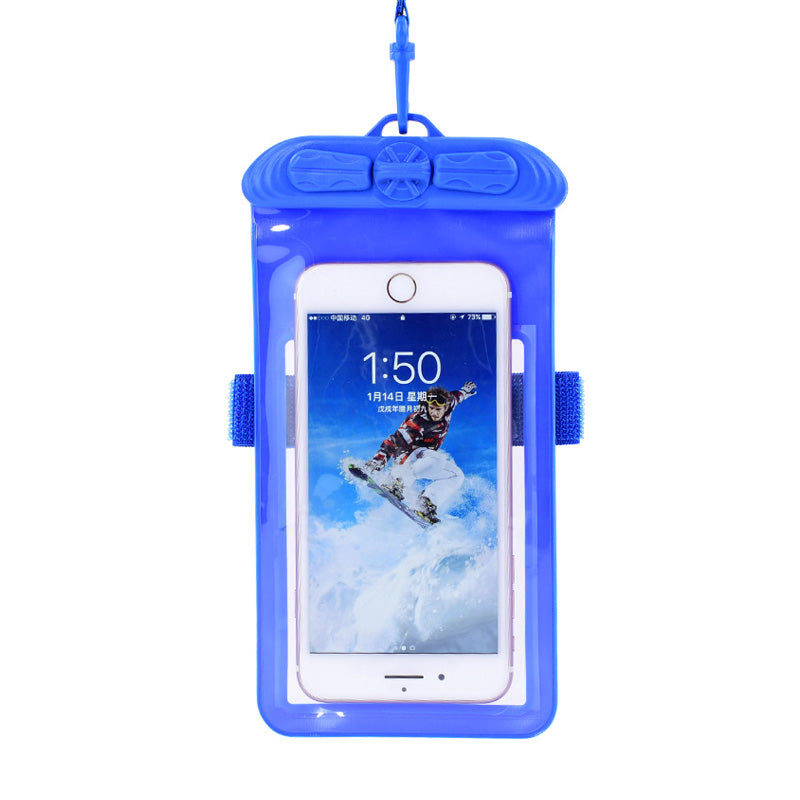 T-35N 5.2-6.44 Inches Cell Phone Bag Waterproof Universal Beach Pool Swimming Phone Pouch with Strap, Size L - Blue