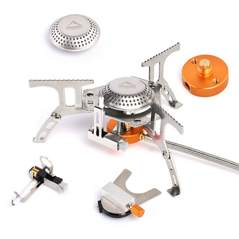 Widesea Portable Camping Stove Burner Windproof Folding Lightweight Stove for Outdoor Hiking Cooking - wss-201 For Flat Gas Tank