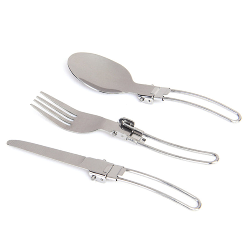WIDESEA CJ1900 BPA-free No FDA Certified Foldable Camping Utility Cutlery Set Stainless Steel Spoon Fork Knife with Carrying Bag for Traveling Picnic Hiking
