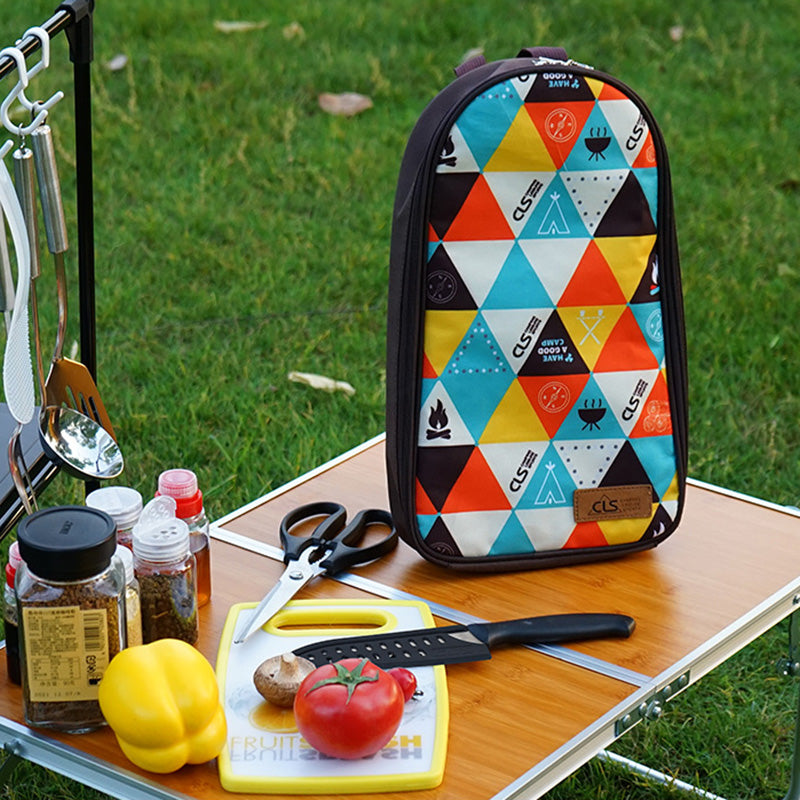 CLS Portable BBQ Storage Bag Camping Cookware Organizer Cooking Utensils Storage Bag Travel Tableware Storage Pouch - Coffee