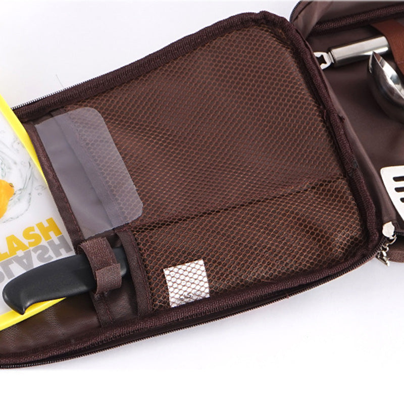 CLS Portable BBQ Storage Bag Camping Cookware Organizer Cooking Utensils Storage Bag Travel Tableware Storage Pouch - Coffee