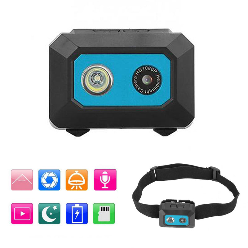 F18 HD 1080P Sports DV Camera Head-mounted DVR Action Camera Night Vision Video Camcorder with LED Headlight - Blue