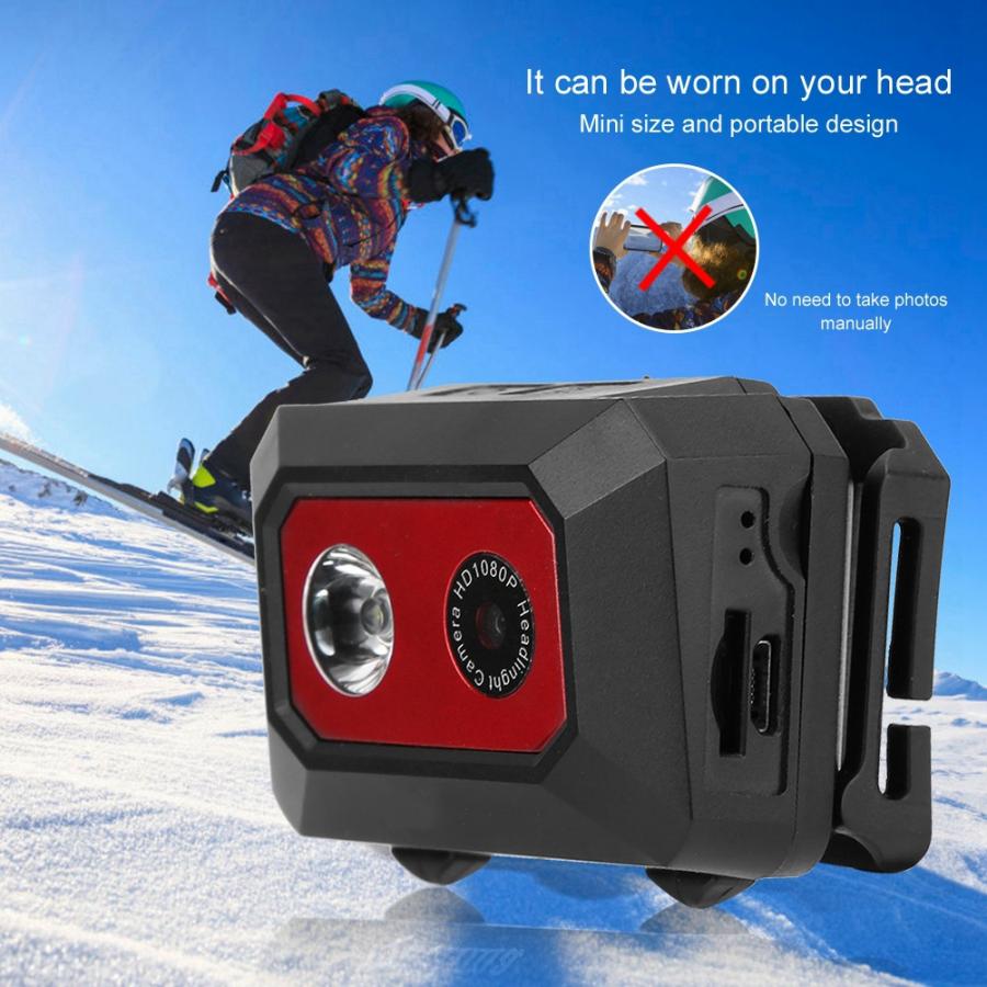 F18 HD 1080P Sports DV Camera Head-mounted DVR Action Camera Night Vision Video Camcorder with LED Headlight - Blue