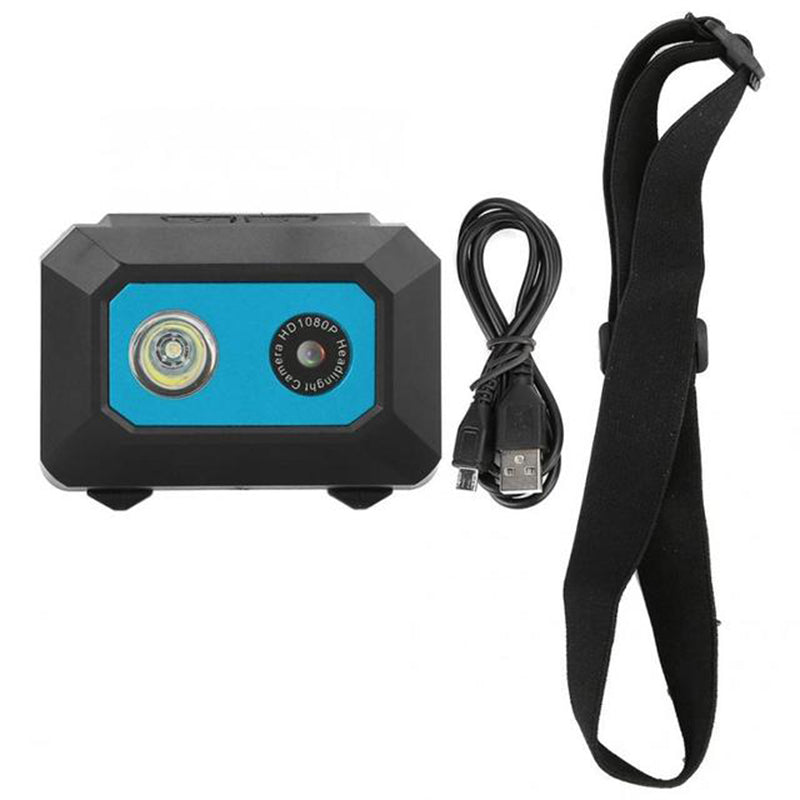 F18 HD 1080P Sports DV Camera Head-mounted DVR Action Camera Night Vision Video Camcorder with LED Headlight - Blue