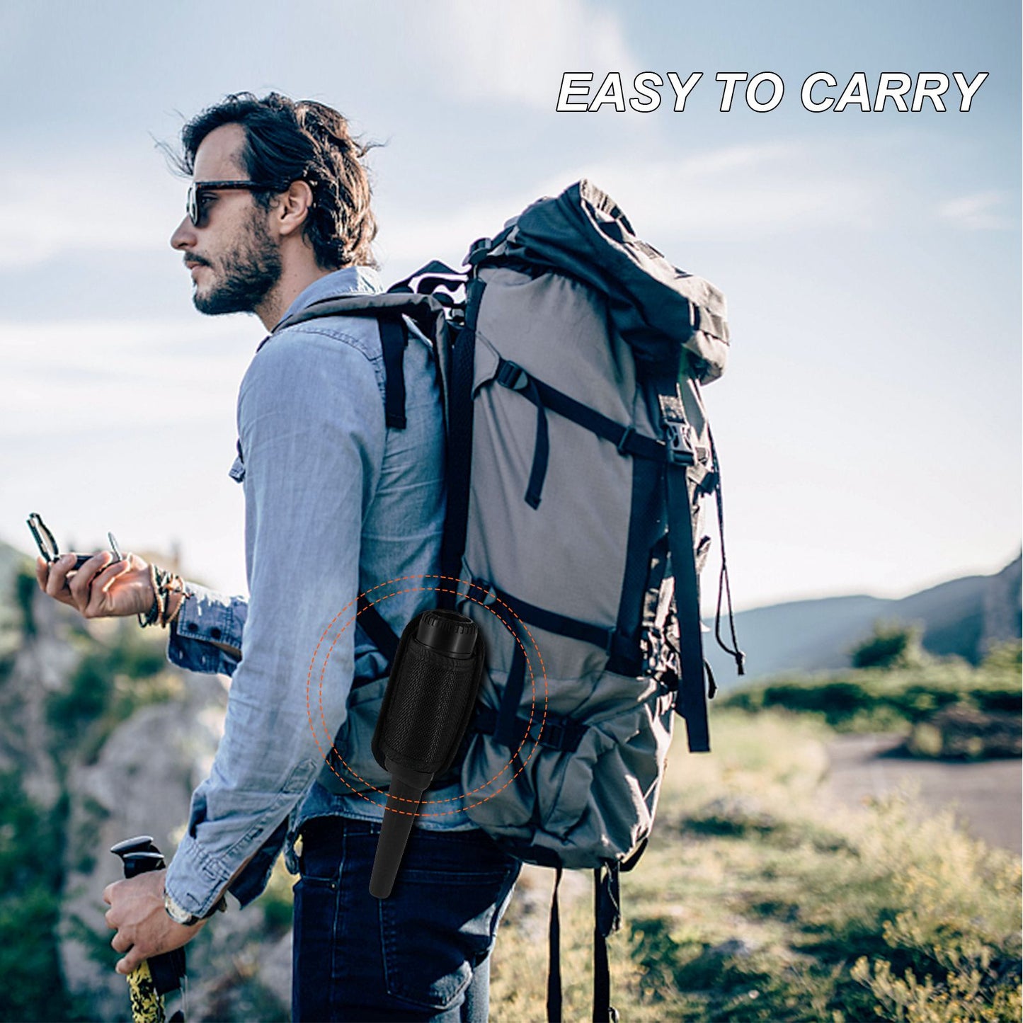 LCD Display Metal Detector Pinpointer Handheld Pin Pointer Wand Treasure Finder Probe with Spring Buckle for Adults Kids (No Battery) - Black