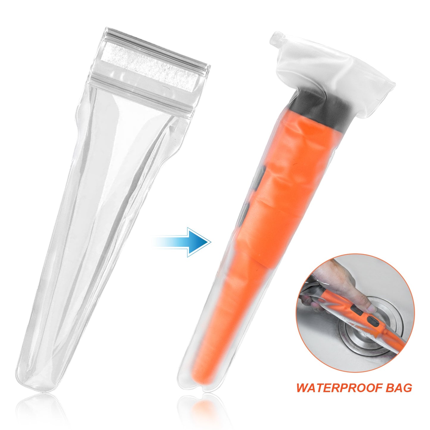 LCD Display Metal Detector Pinpointer Handheld Pin Pointer Wand Treasure Finder Probe with Spring Buckle for Adults Kids (No Battery) - Orange